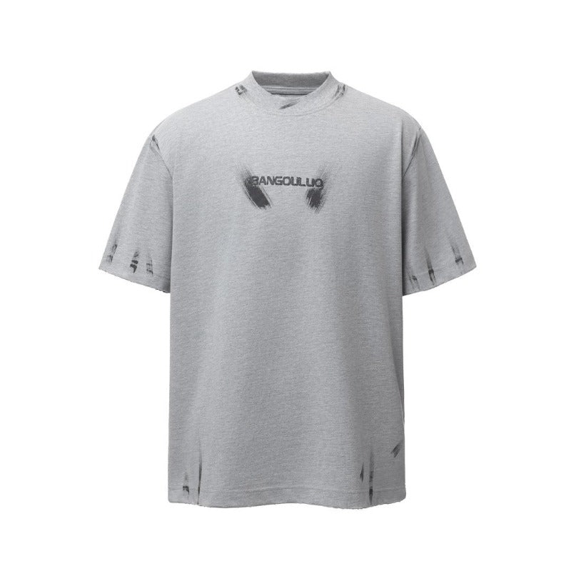 Men's t-shirts: american retro heavyweight double yarn brushed tee with letter embroidery design - men's high street oversized short sleeve t-shirt