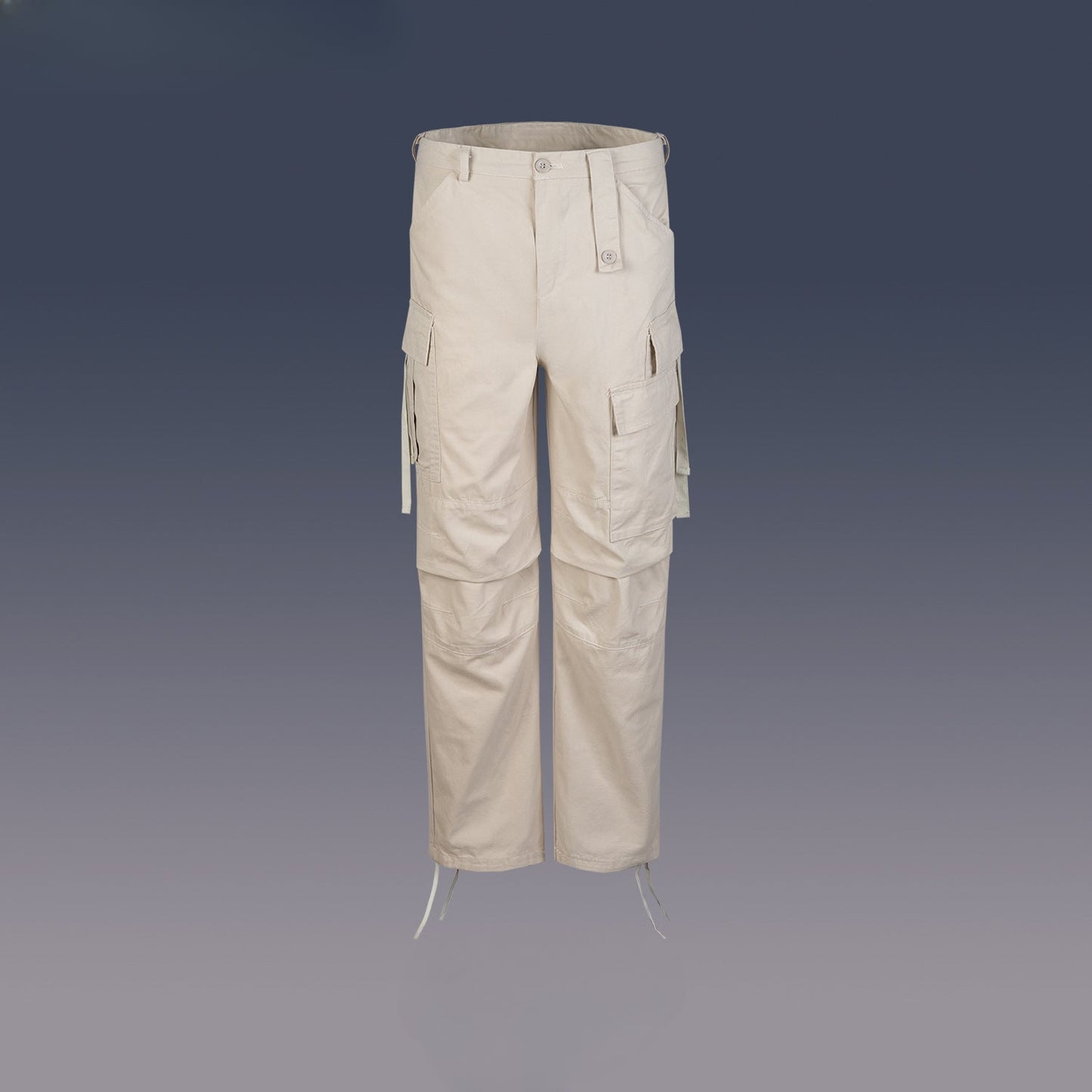 MIJKO Men Vintage Pants MIJKO streamer drawstring multi-pocket overalls trendy straight slacks