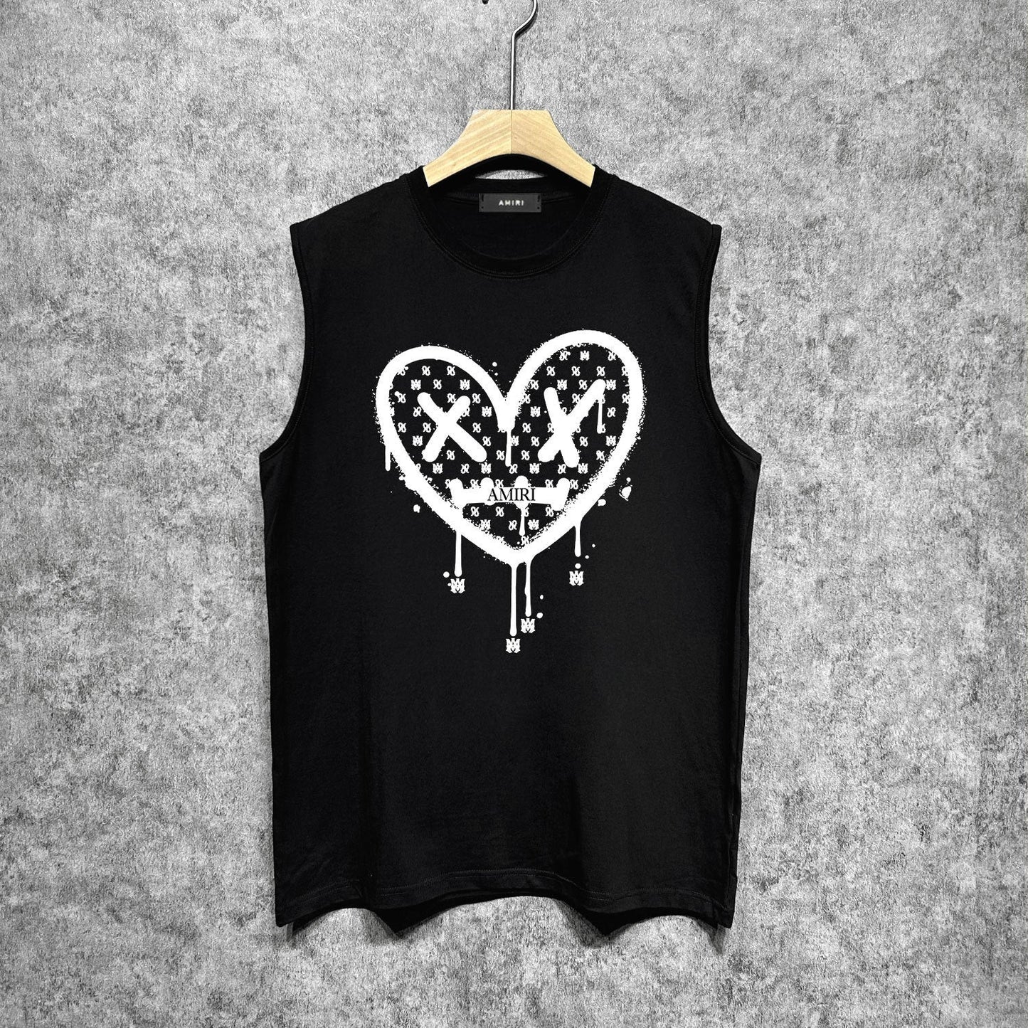 Amiri tank top splash paint heartprinting