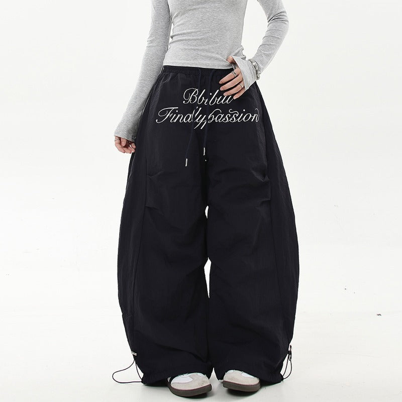 Women casual pant letter embroiderretro