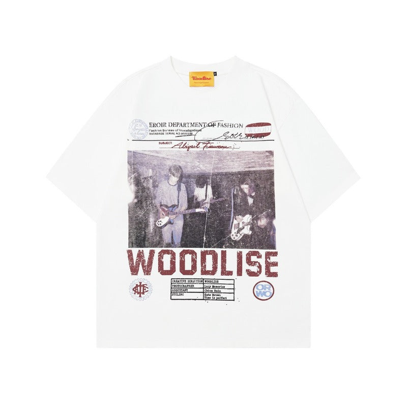 Men's t-shirts: wt american street style summer couple trendy high-end band graphic design men's loose fit short sleeve t-shirt