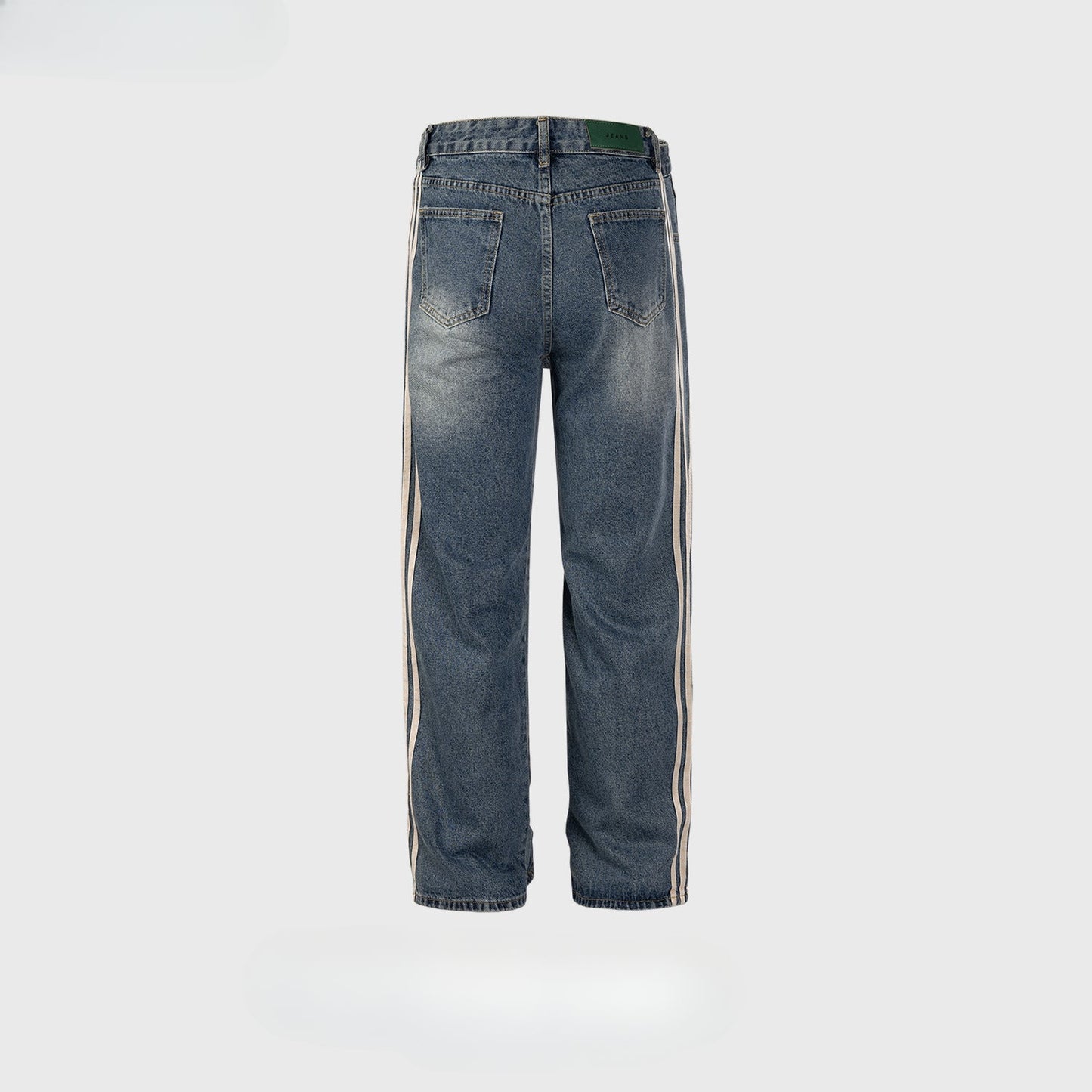 MIJKO Men's Vintage Pants MIJKO Splicing Pants Men's and Women's Washed Straight Jeans