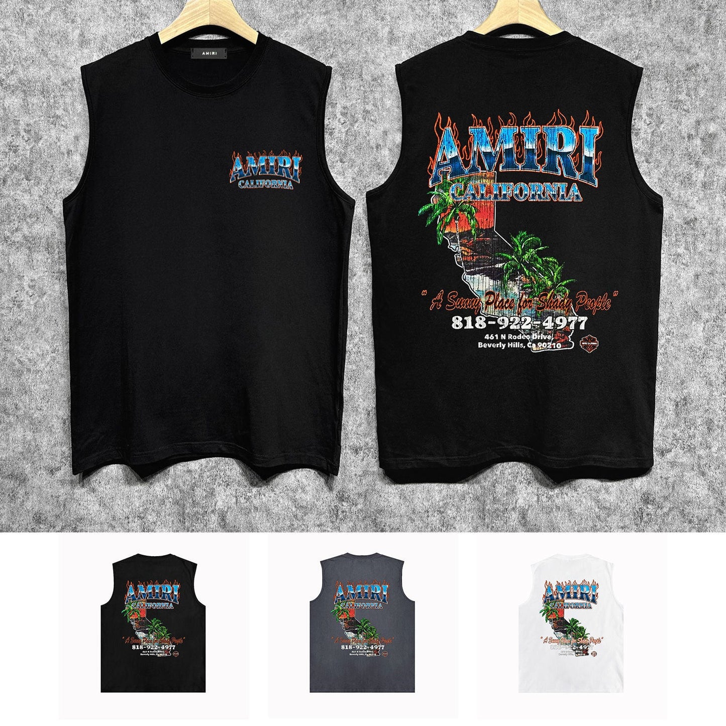 Amiri tank top flame island print