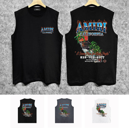 Amiri tank top flame island print