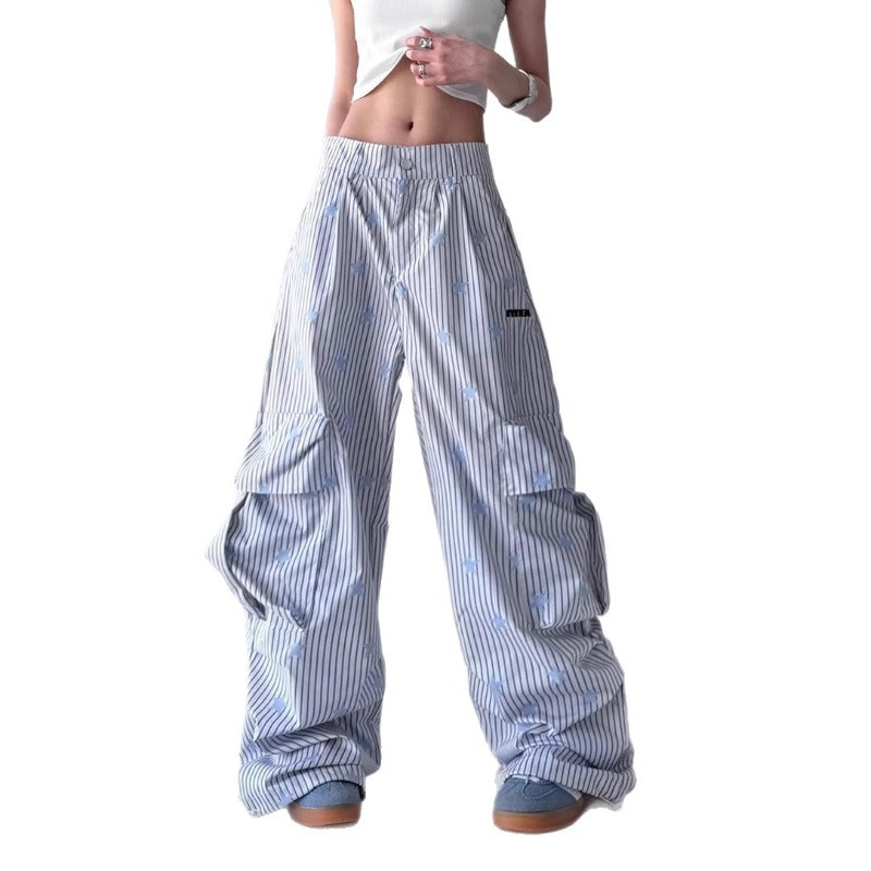 Women casual pants star striped sports casual pants women loose