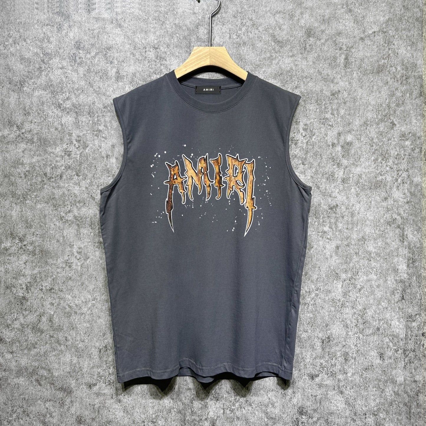 Amiri tank top splashed paint skeleton printing