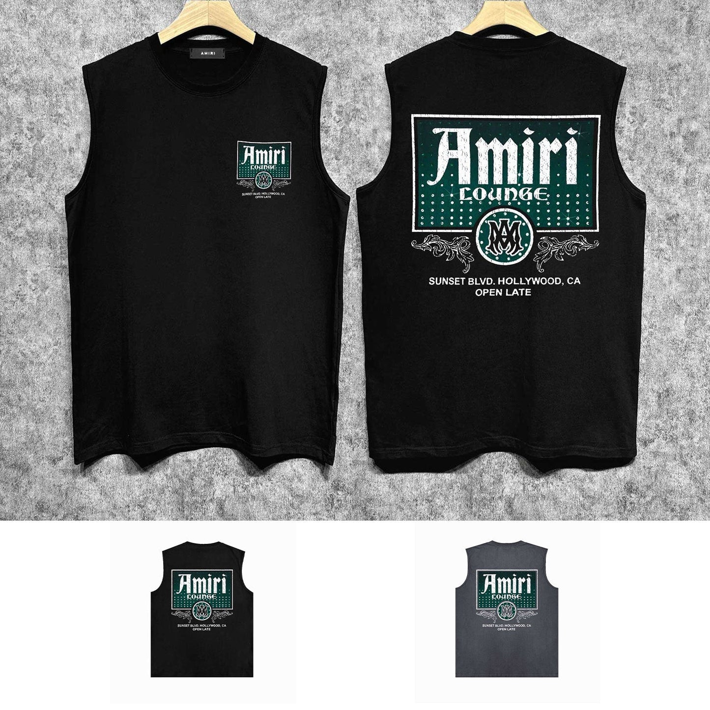 Amiri tank top flower diamond nameplate printing