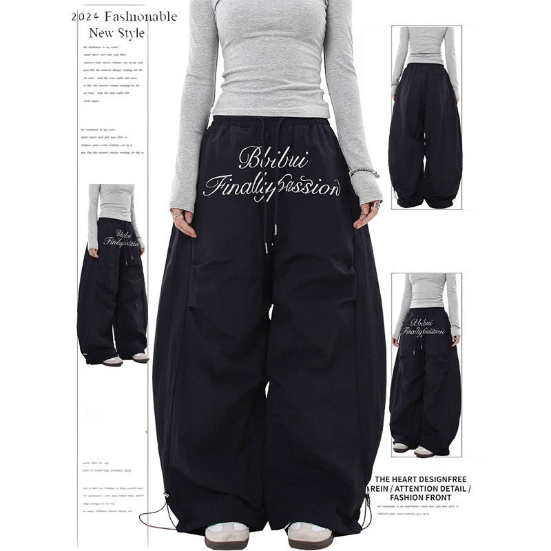 Women casual pant letter embroiderretro