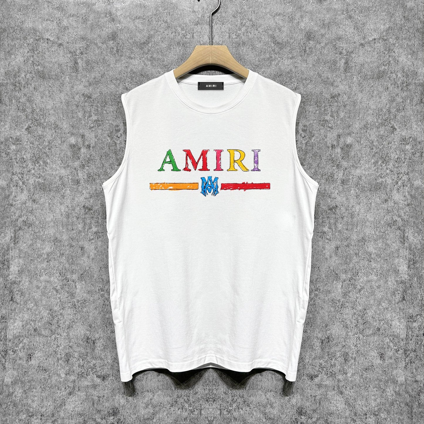 Amiri tank top colorful graffiti letter horizontal stripprinting