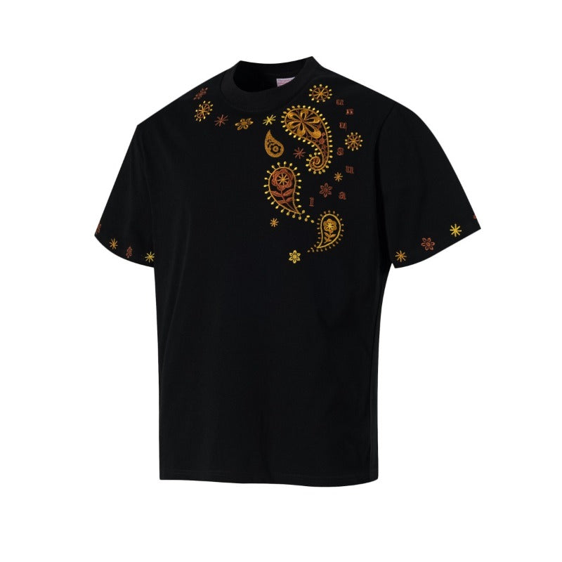Men's t-shirts: american streetwear summer trendy retro paisley design, premium slim-fit short sleeve tee