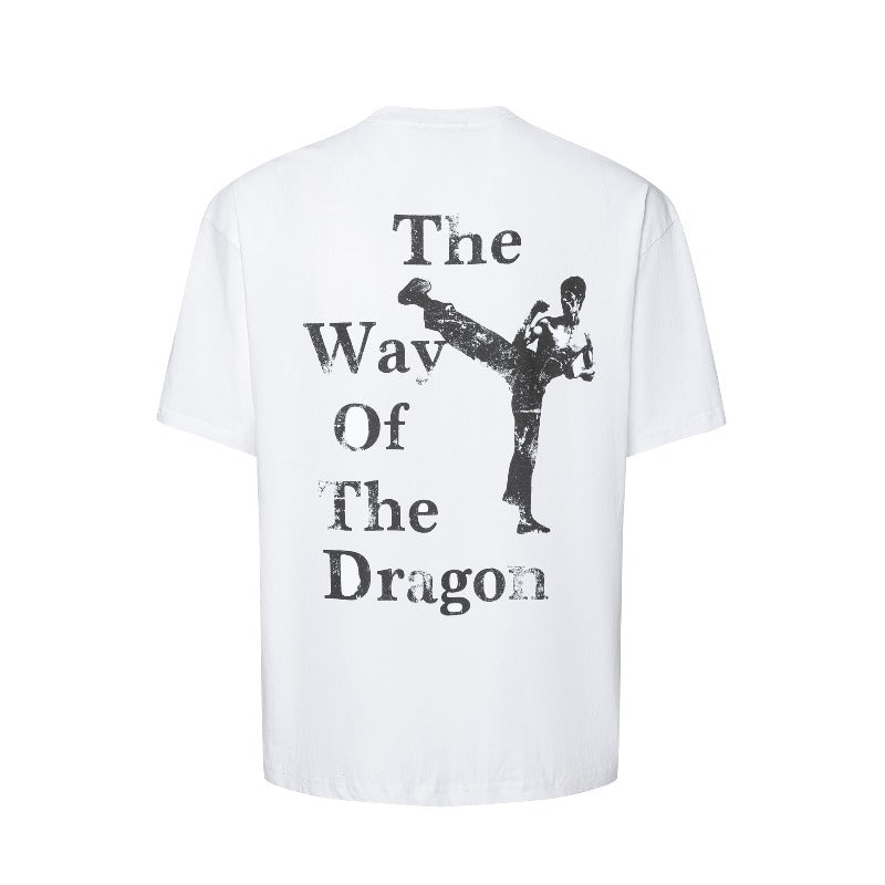 Men's t-shirts: american streetwear summer retro bruce lee premium slim-collar design men's loose-fit short-sleeve t-shirt