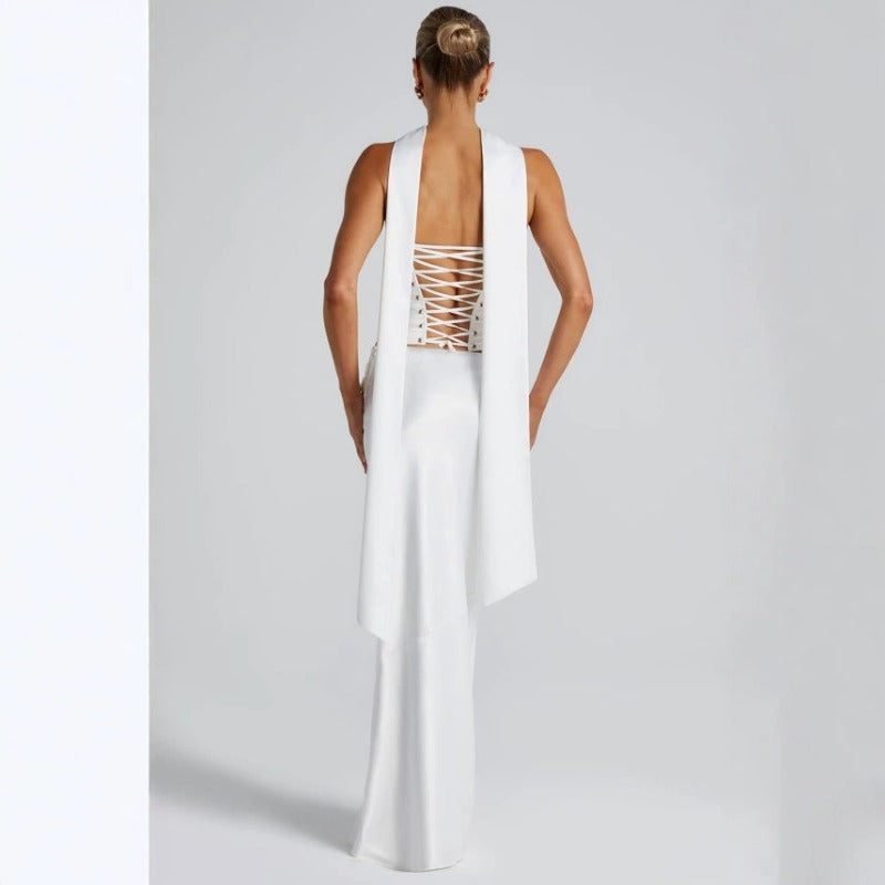 Women's dress - european & american style, amazon cross-border e-commerce, elegant & chic fashionable tie-strap dress for women