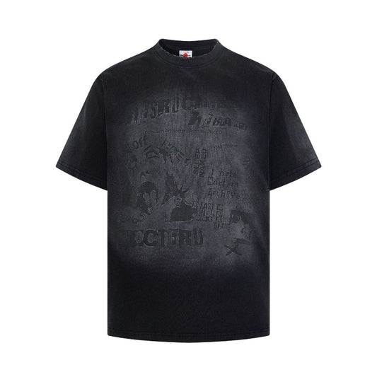 Men's t-shirts - american retro unisex washed & distressed print design crew neck high street slim fit short sleeve tee