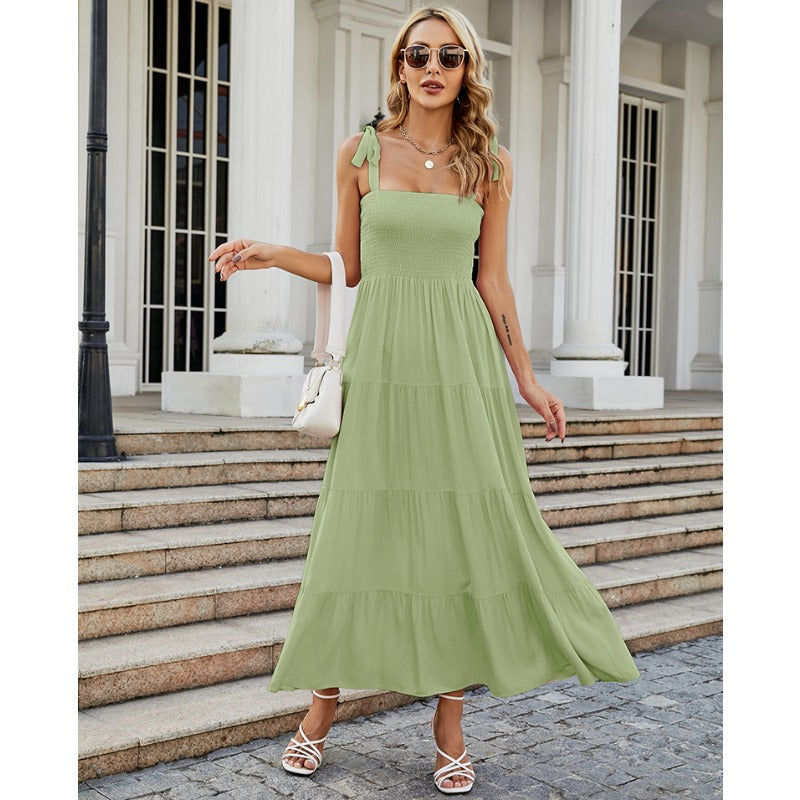 Women's dress - self-produced photos - amazon & wish cross-border - spring sexy backless printed vacation style cami dress