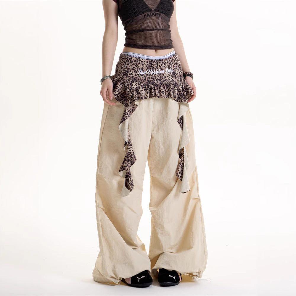 Women casual pants leopard print fart curtain retroloosesummer