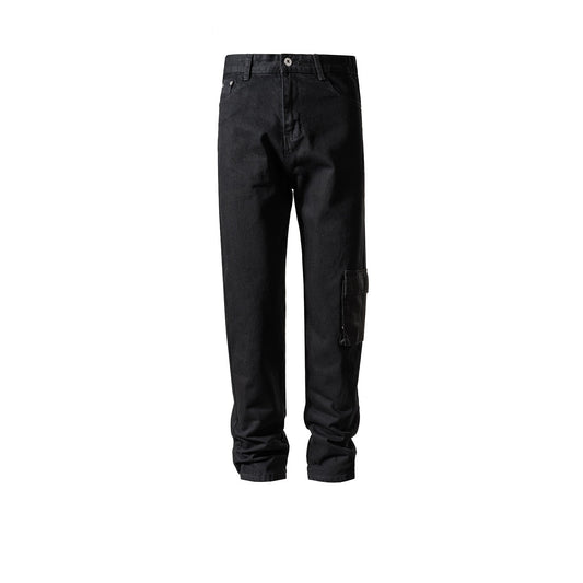 MIJKO Men Vintage Pants MIJKO Pocket Straight Jeans Men and Women