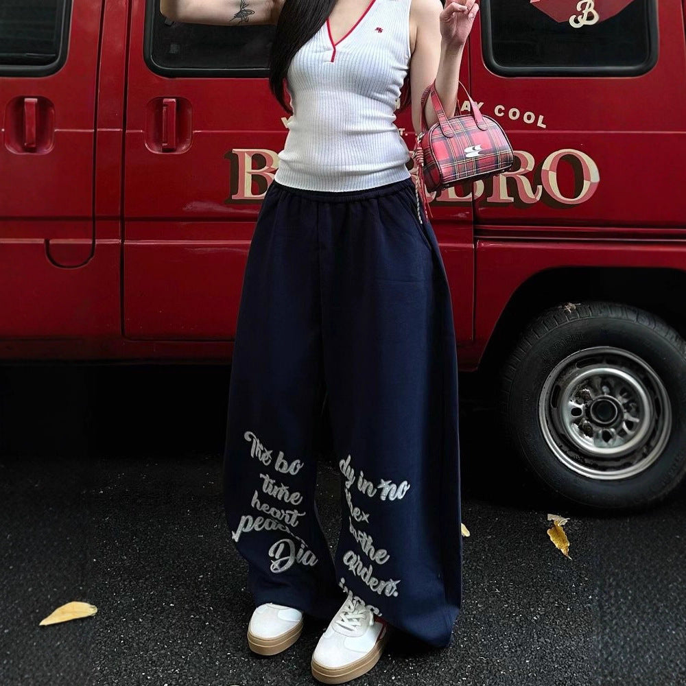 Women casual pants letter printing