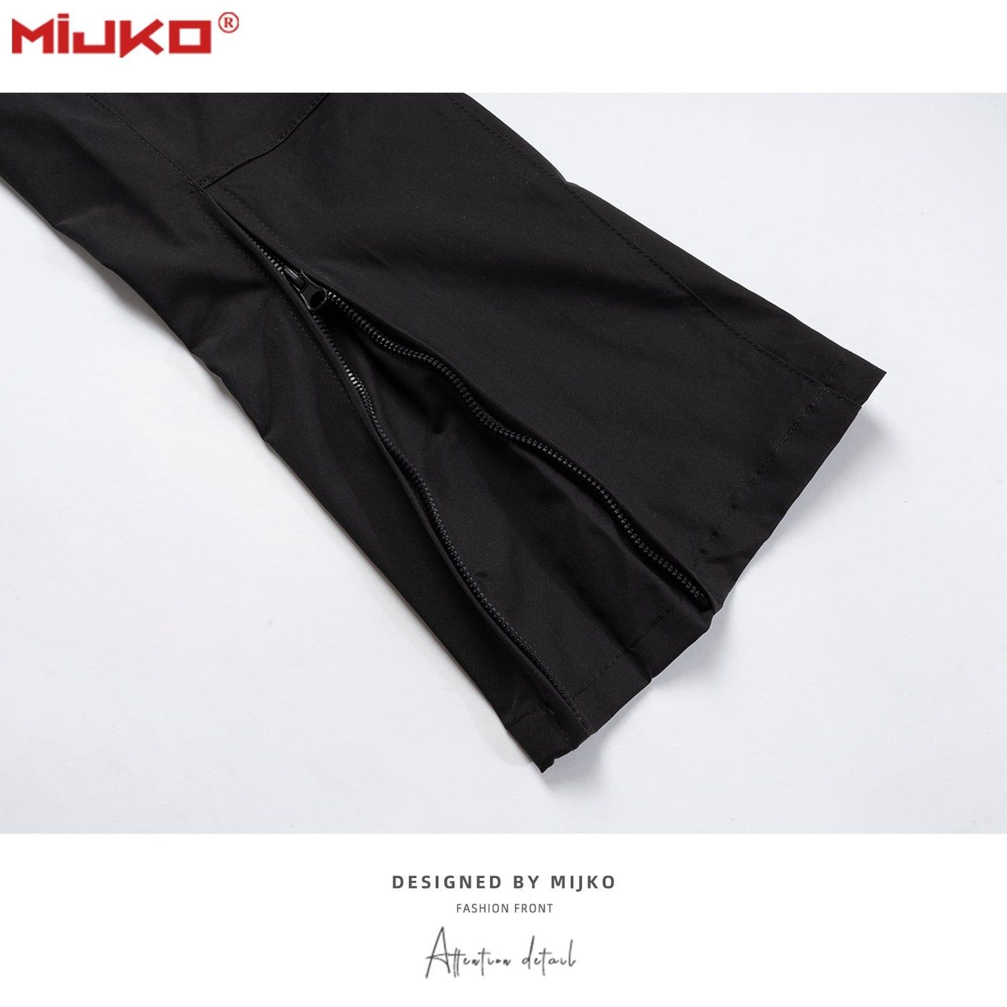 MIJKO Mens Vintage Pants Multi-Pocket Slim-Fit Zipper Wide-Foot Casual Pants