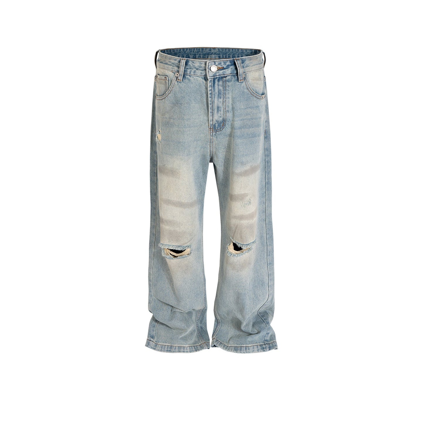 MIJKO Men's Vintage Pants MIJKO Ripped Pants Men's and Women's Graffiti Straight Jeans