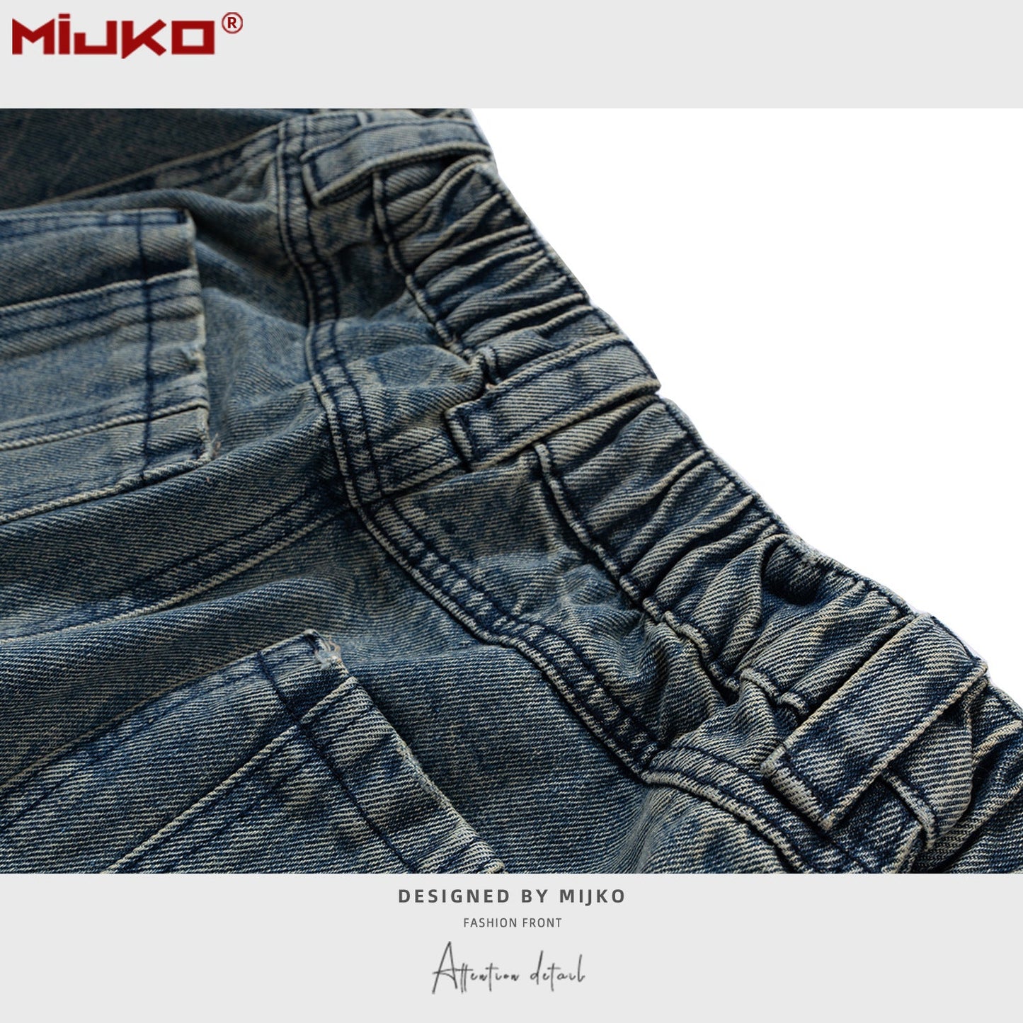 MIJKO Mens Vintage Pants Stretch Old Jeans