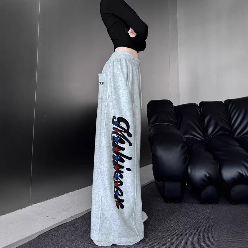 Women casual pant side star printing
