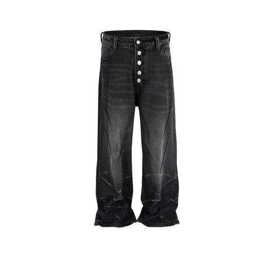 MIJKO Men's Vintage Pants MIJKO Retro Design Wave Jeans Men's and Women's Trousers