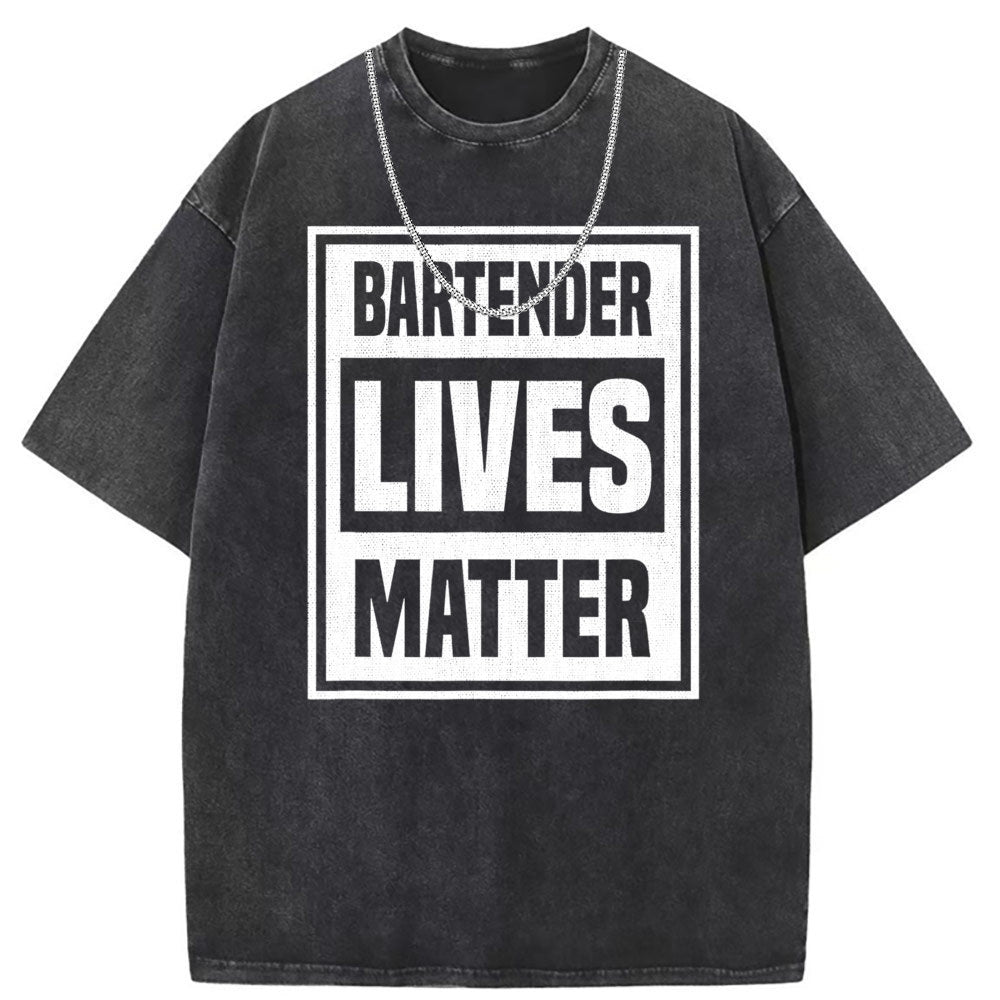 Mens T Shirts Washed Old Printed Short Sleeve T-Shirts Loose