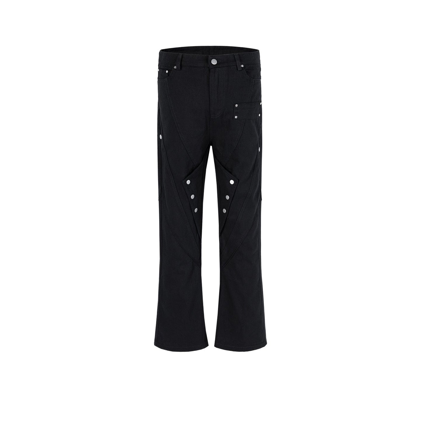 MIJKO Men Vintage Pants MIJKO Spliced trousers slightly wide foot button casual function
