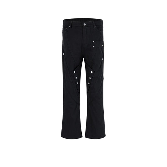 MIJKO Men Vintage Pants MIJKO Spliced trousers slightly wide foot button casual function
