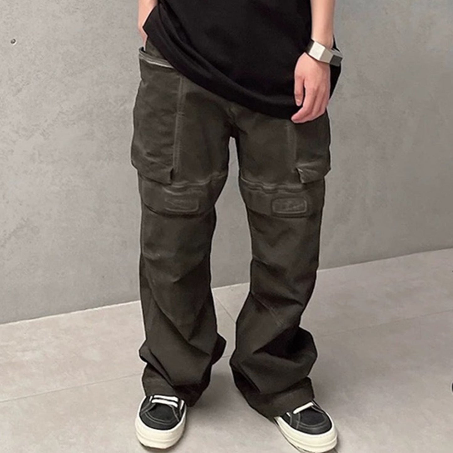 MIJKO Mens Vintage Pants MIJKO Stegosaurus Cargo Dirty Workwear Jeans