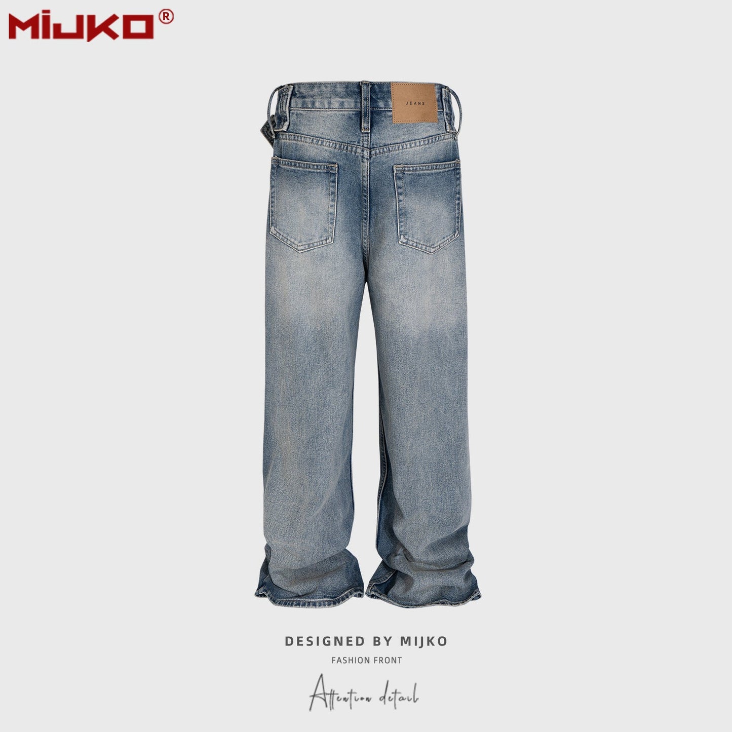 MIJKO Mens Vintage Pants Straight Loose Jeans