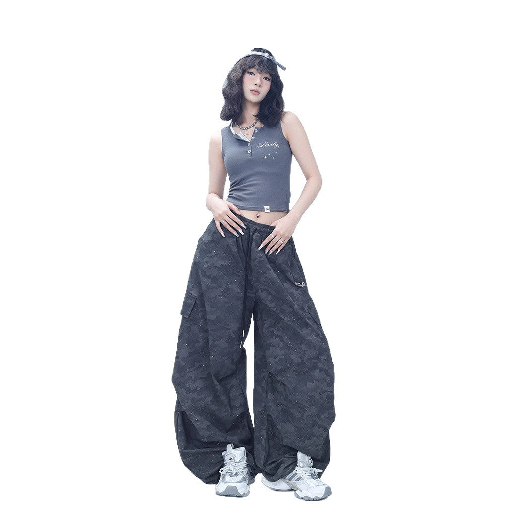 Womens casual pants camouflage trousers summer hip hop jazz overalls