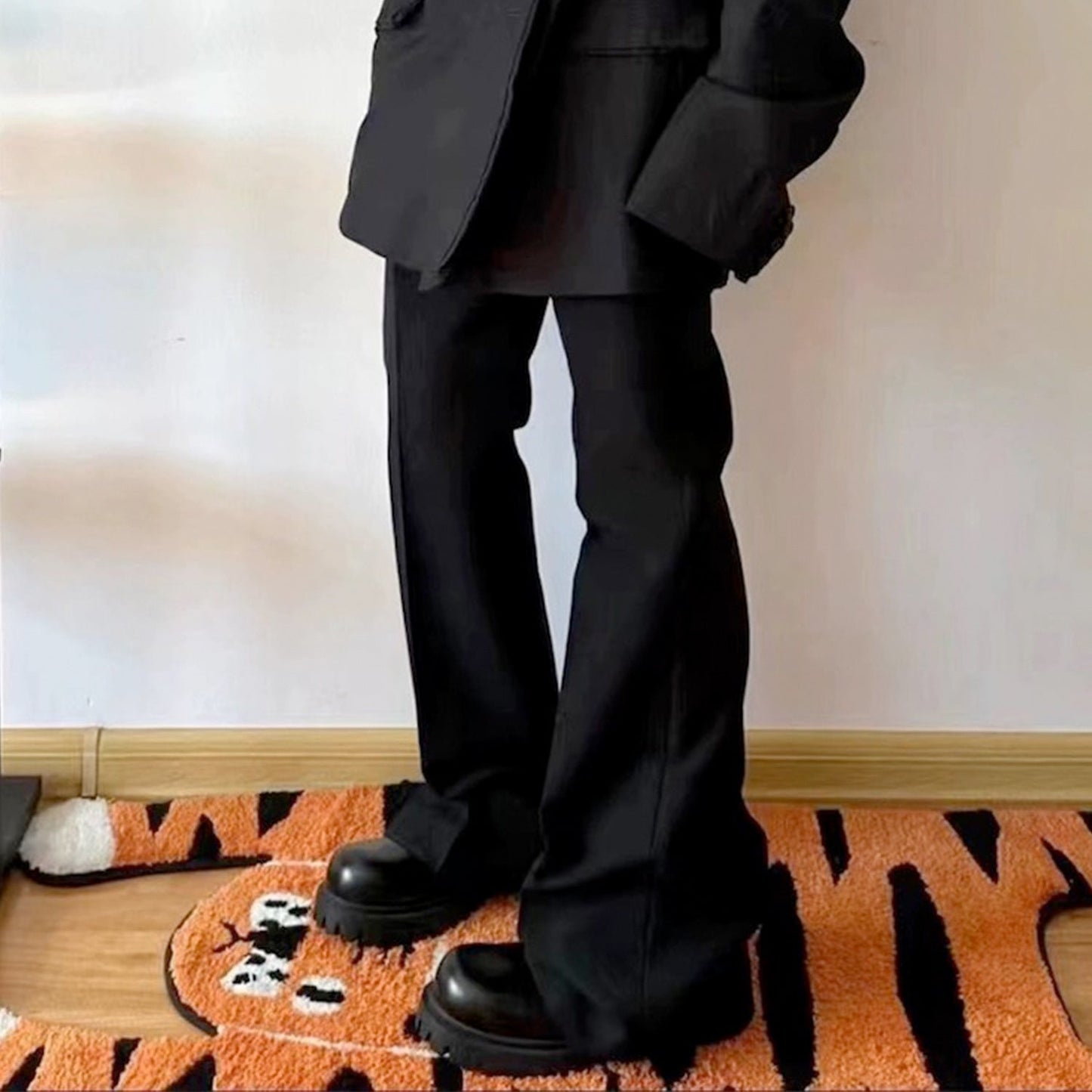 MIJKO Men's Vintage Pants MIJKO micro-pull trousers men's and women's wide-footed casual trousers