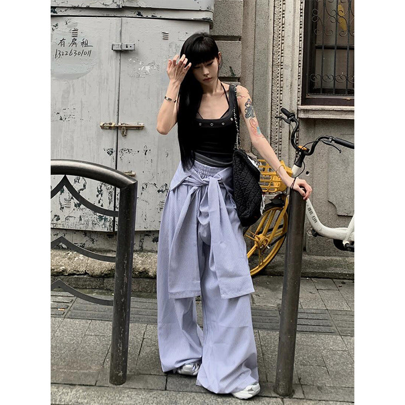Women casual pant blue stripesspring & fall style