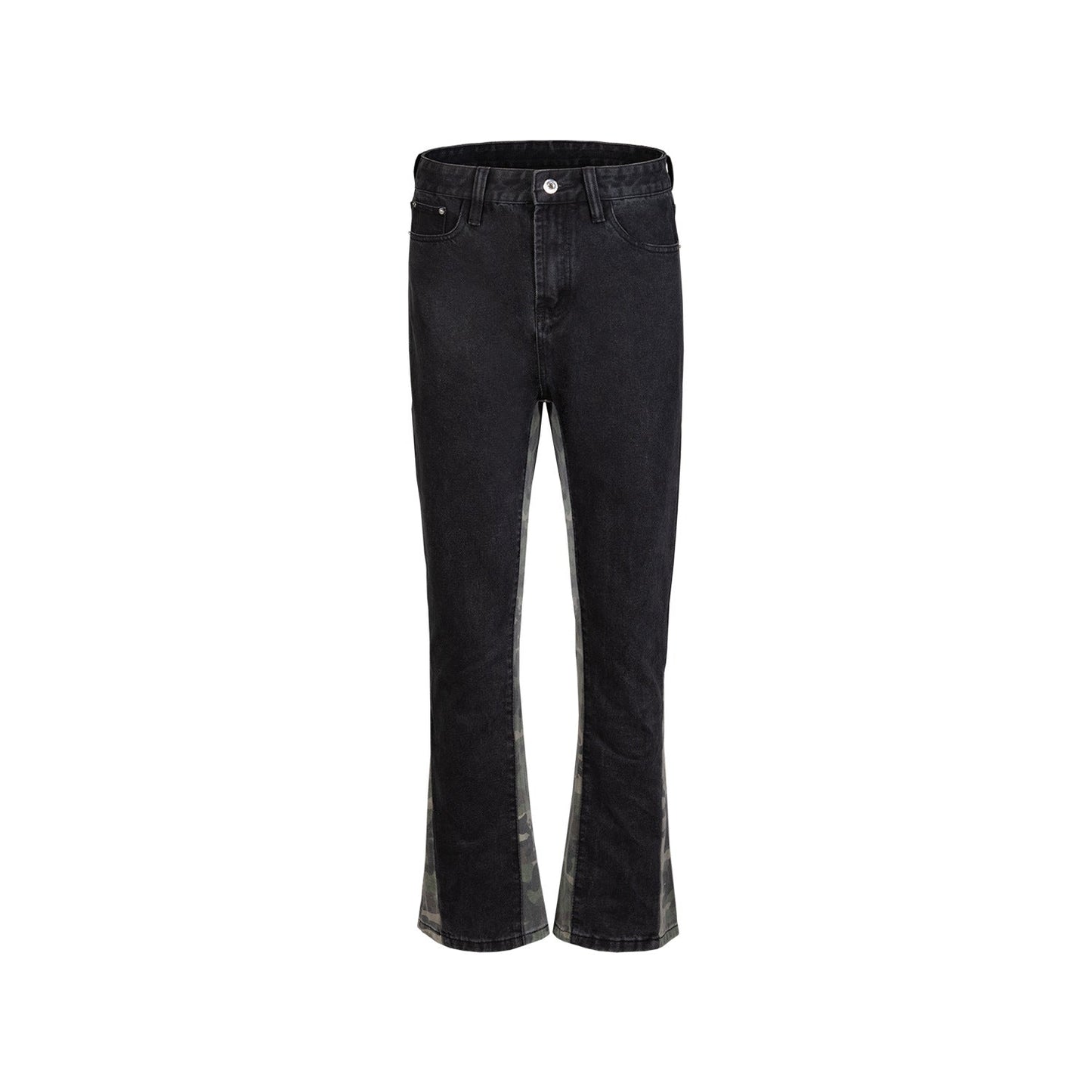 MIJKO Men Vintage Pants Camouflage Splicing Slim-Fit Casual Jeans