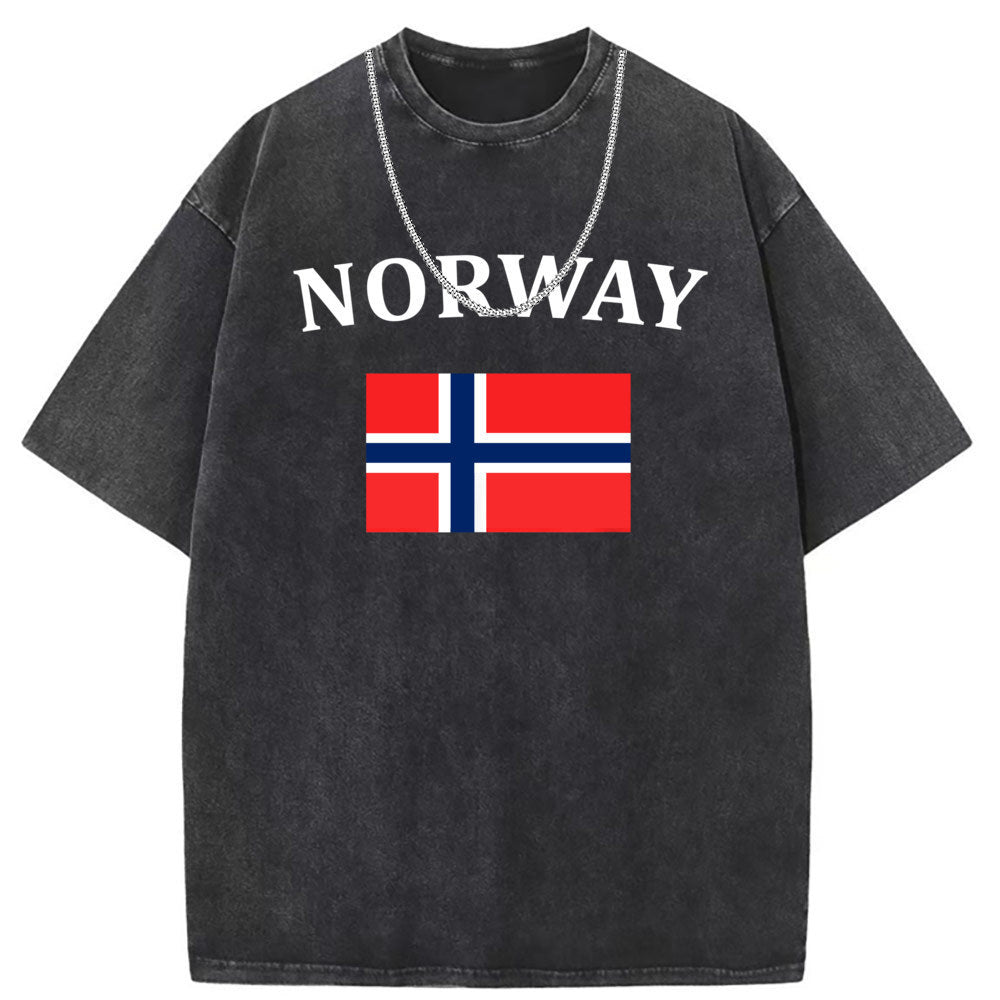 Men T Shirts Short Sleeve T-Shirt Women Washed Old American