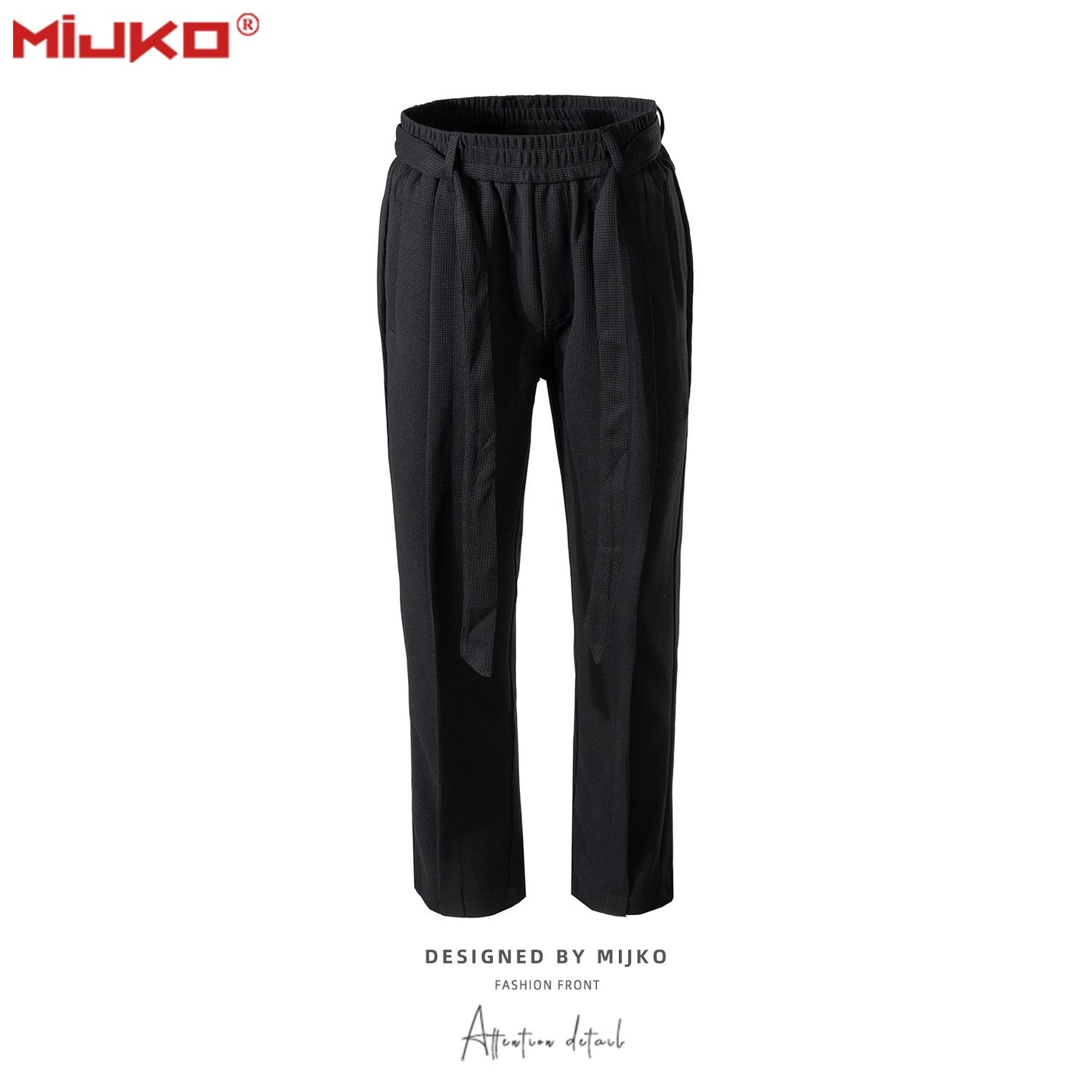 MIJKO Men Vintage Pants Straight Track Pants with Belt