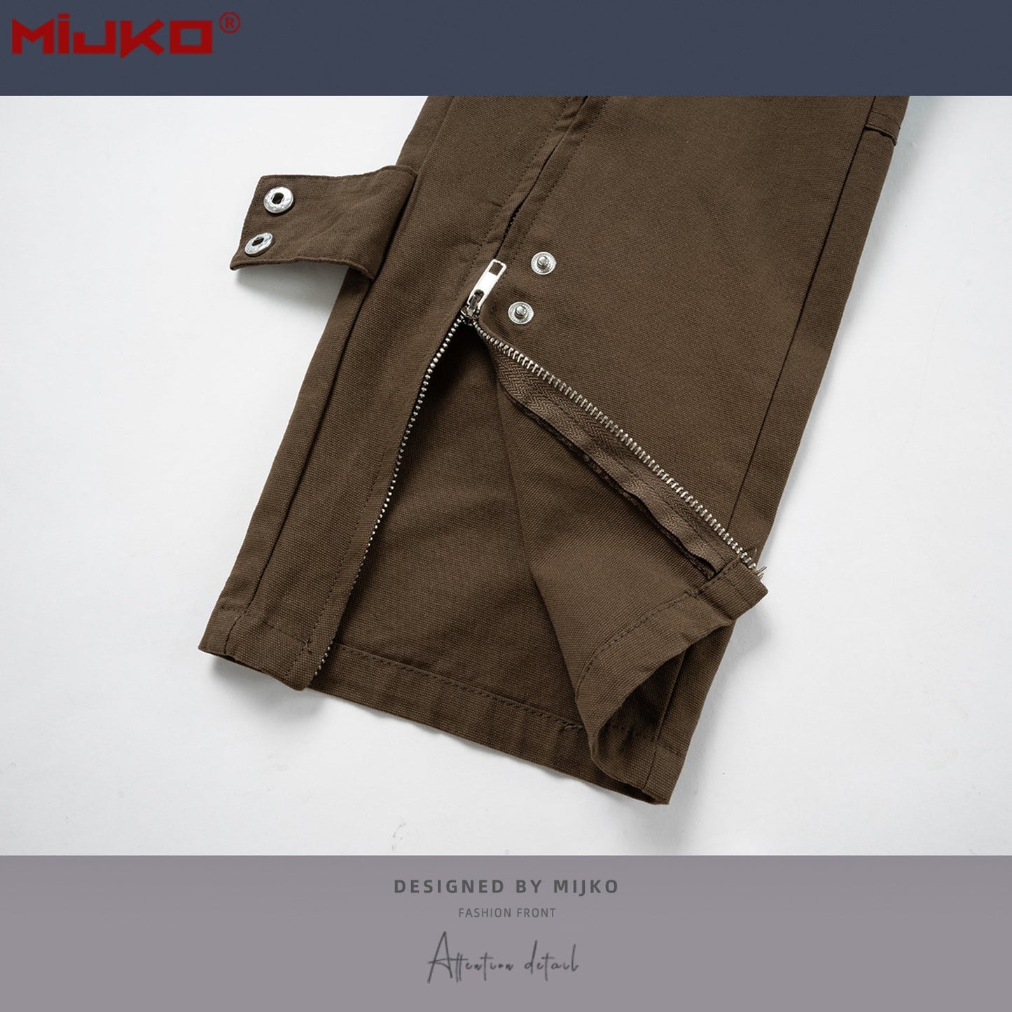 MIJKO Mens Vintage Pants zip-down Optional Wide-footed Slacks