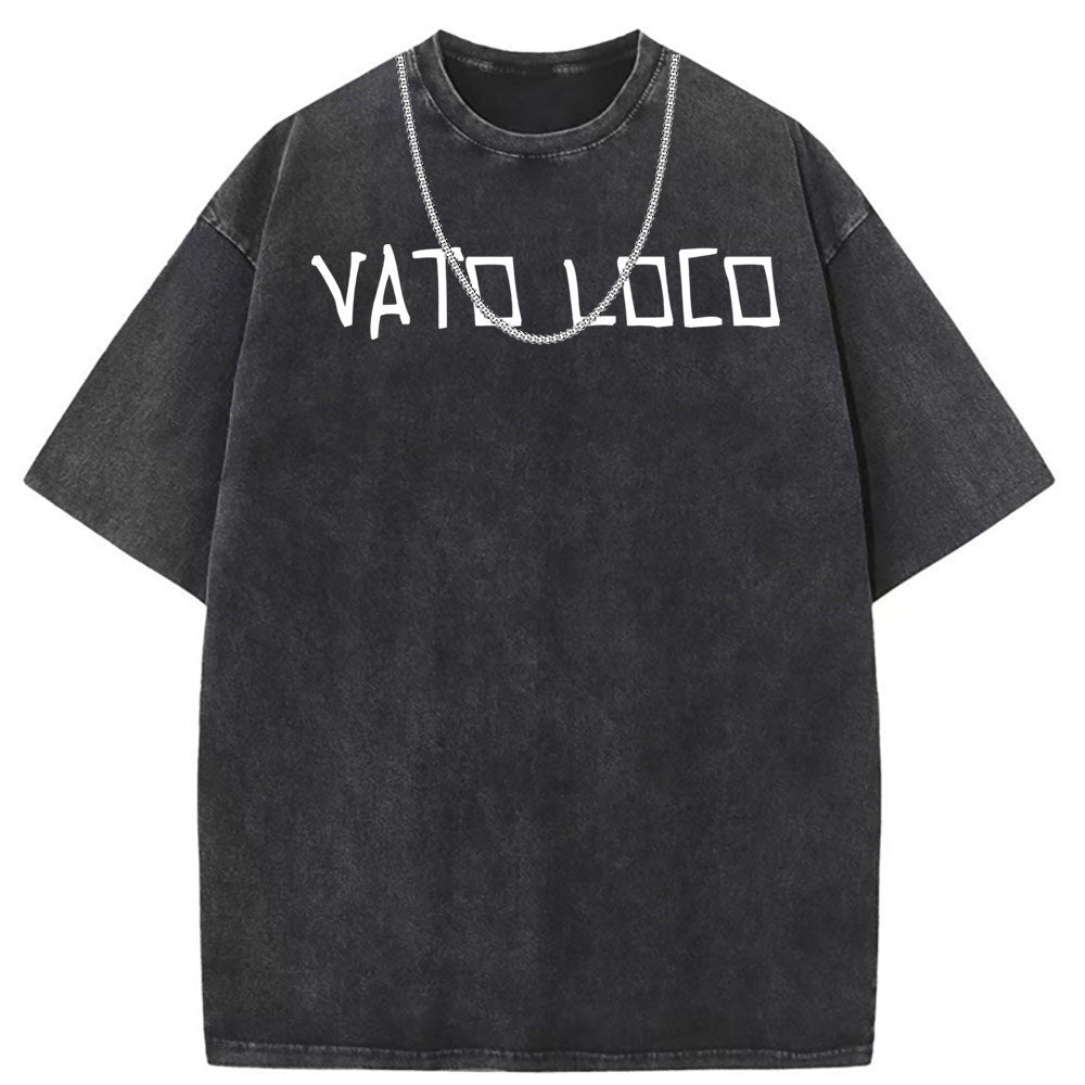 Men T Shirts Vintage distressed cotton printed short-sleeved T-shirt