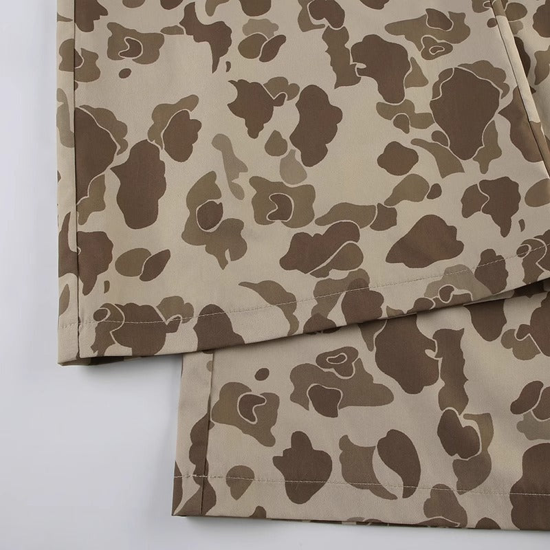 Womens casual pants leopard hip hop camouflage pants loose wide leg cargo pants