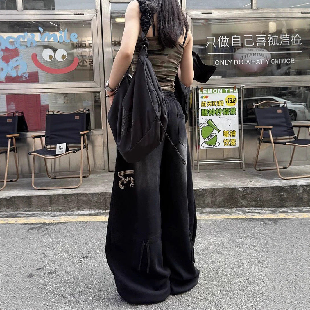 Women casual pants make old scimitar pants loose straight wide-leg sweatpants trousers
