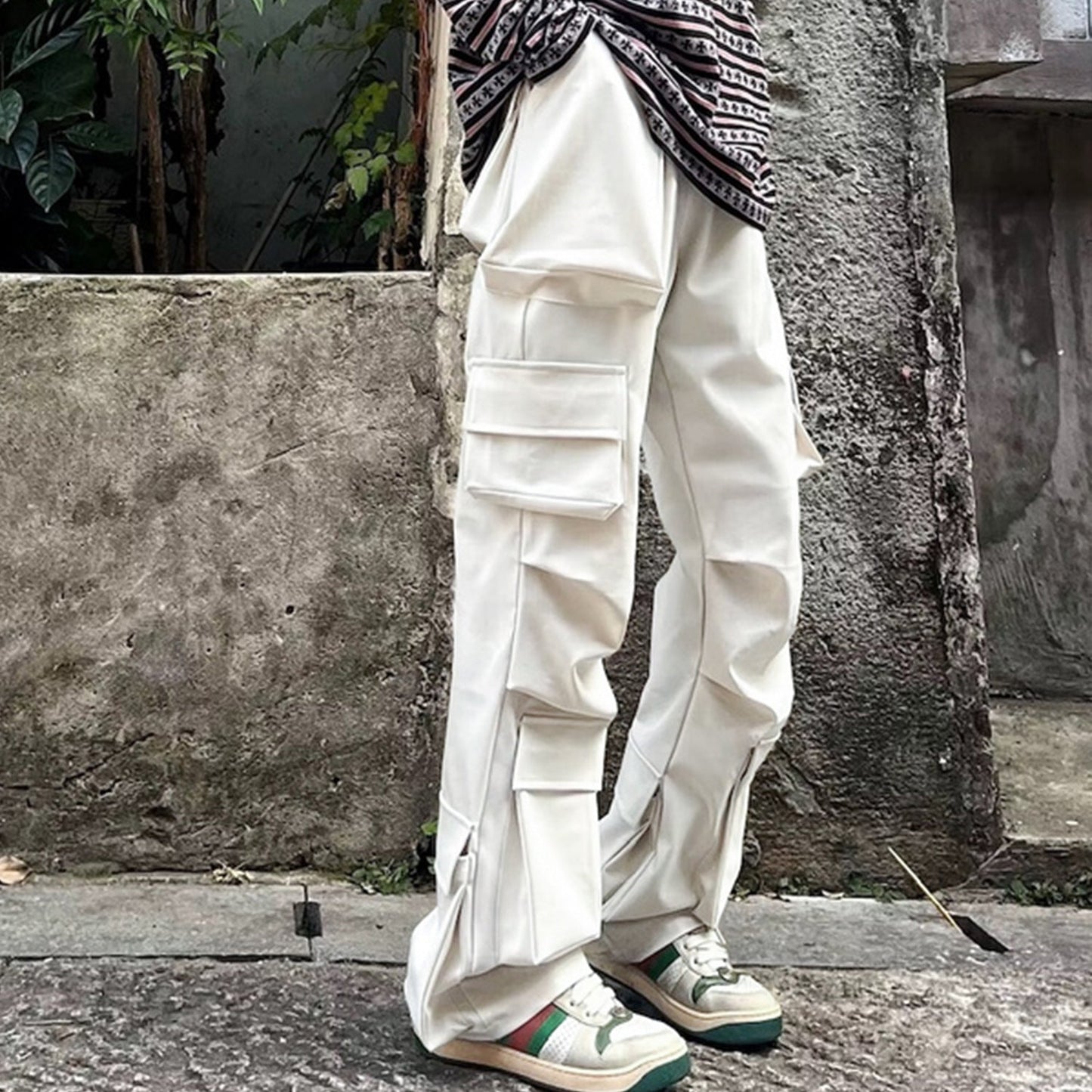 MIJKO Men's Vintage Pants MIJKO overalls men's and women's waist casual trousers