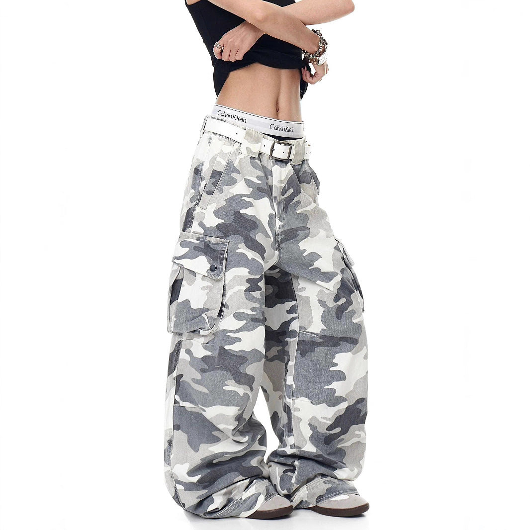 Women casual pant looseretro camouflage