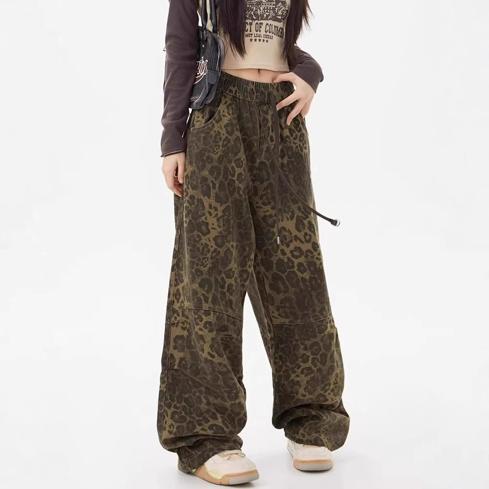 Women casual pants leopard print spring autum