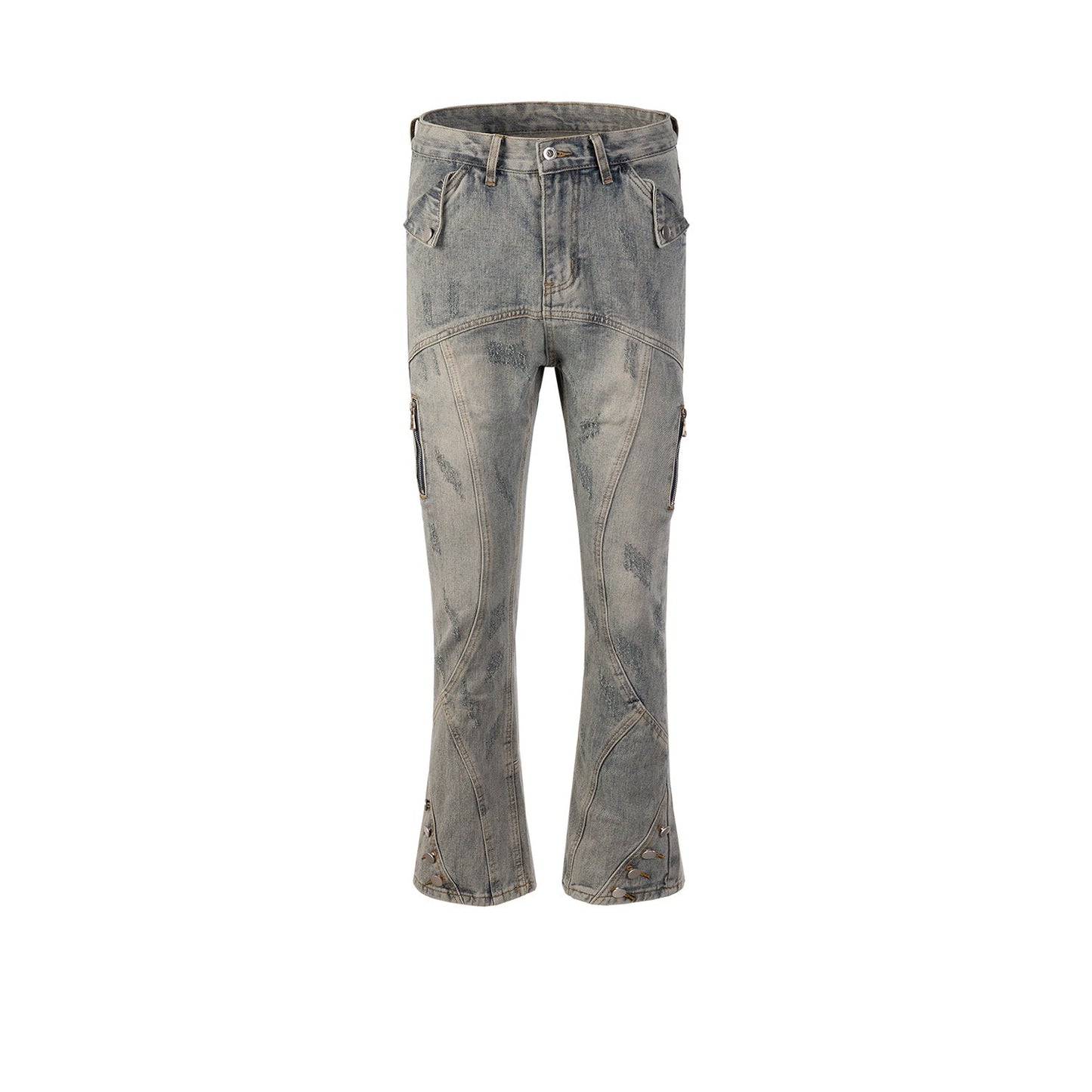 MIJKO Men Vintage Pants MIJKO trousers trendy men's and women's micro-pull jeans