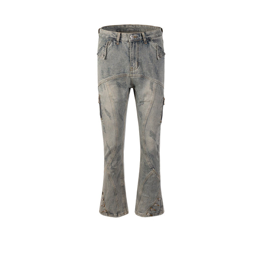 MIJKO Men Vintage Pants MIJKO trousers trendy men's and women's micro-pull jeans