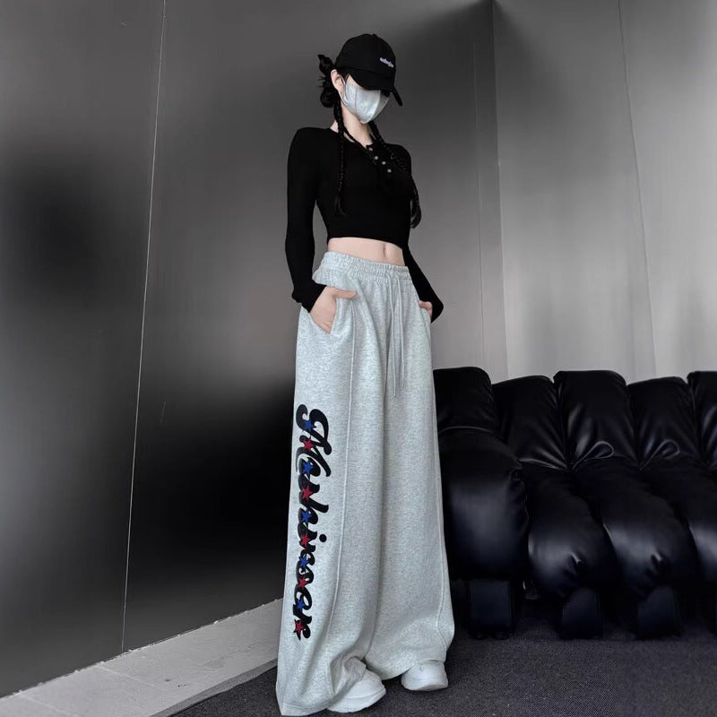 Women casual pant side star printing