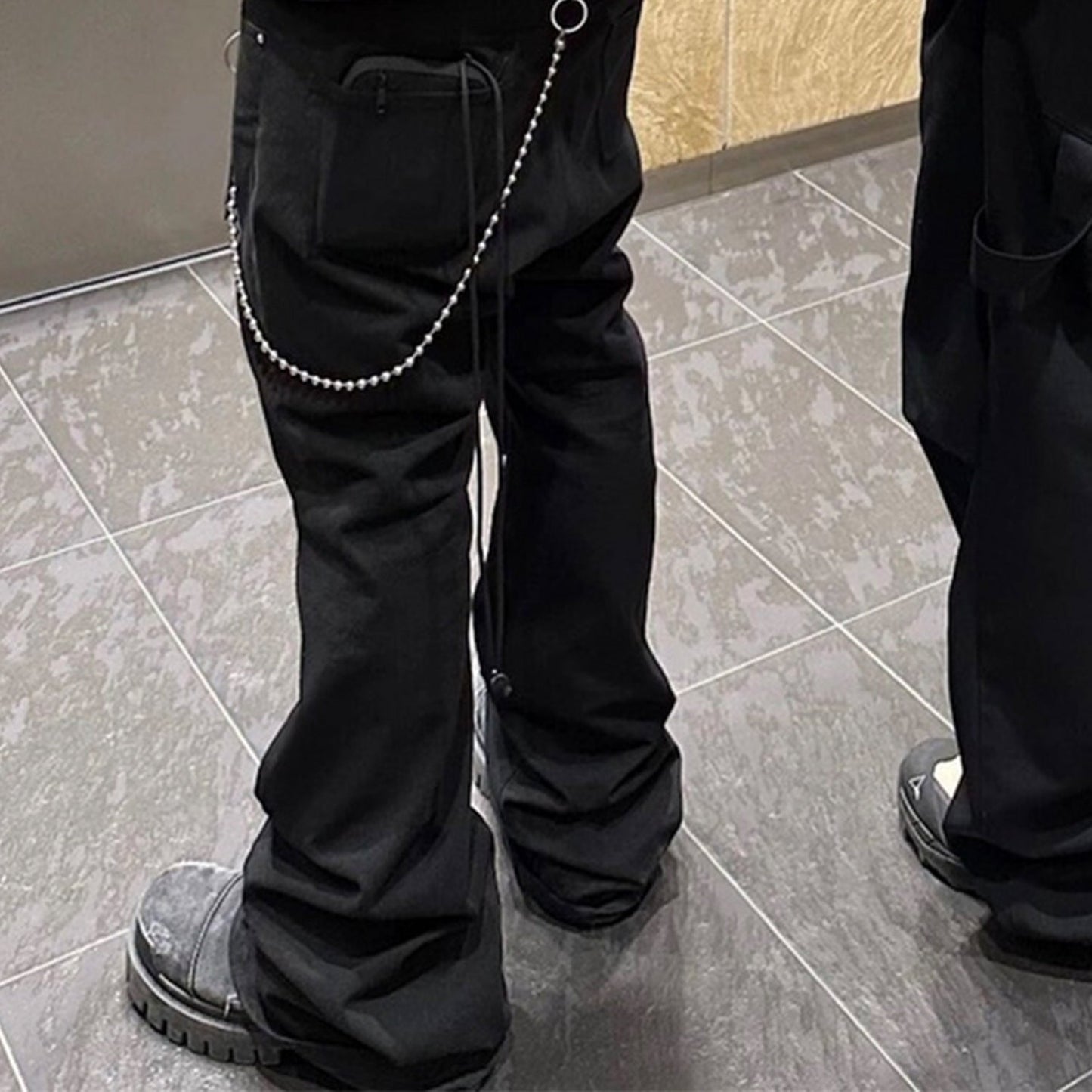 MIJKO Mens Vintage Pants Drawstring Casual Bootcut Pants