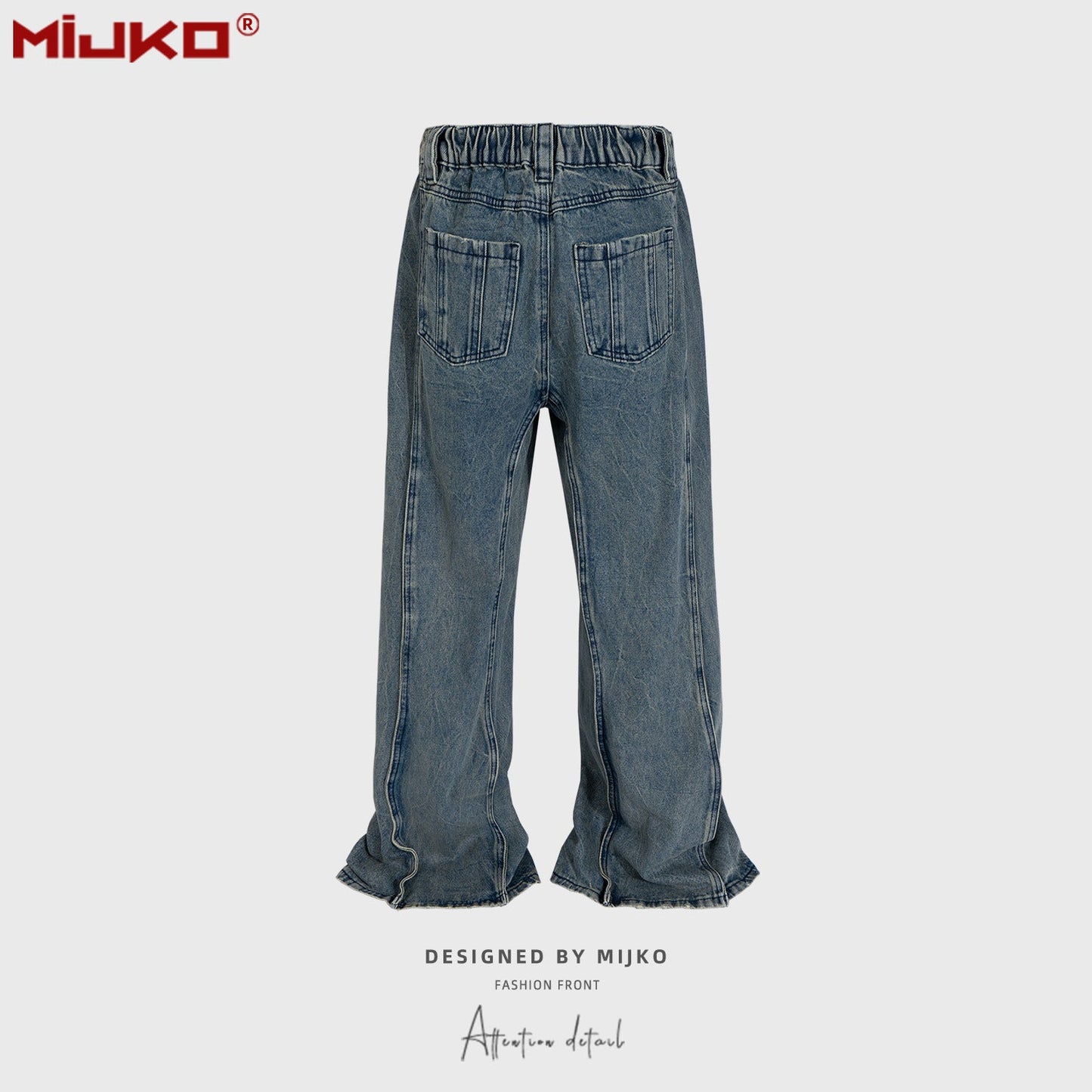 MIJKO Mens Vintage Pants Stretch Old Jeans