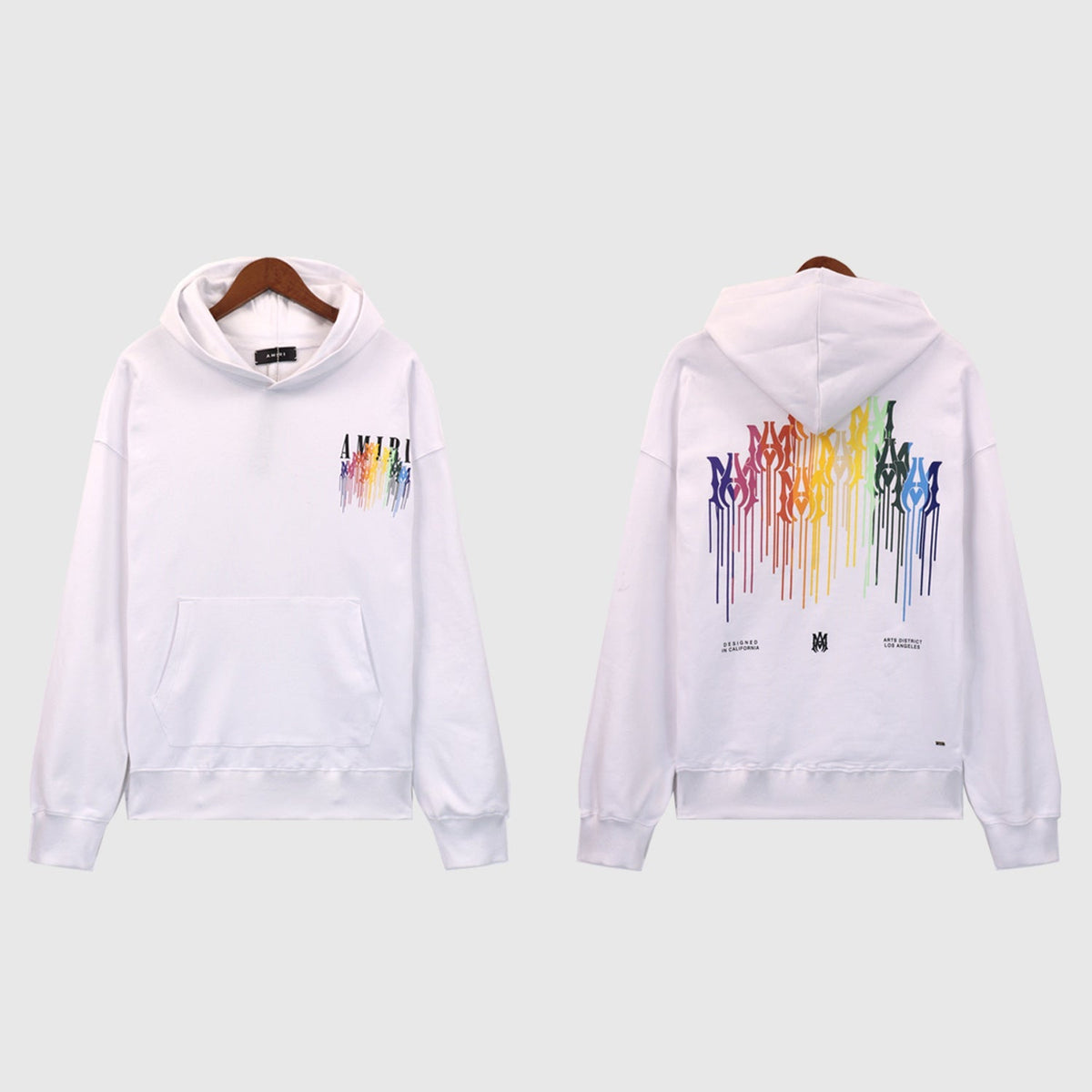 Amiri Hoodie OW Rainbow Letter Pattern Pullover Hooded Sweater